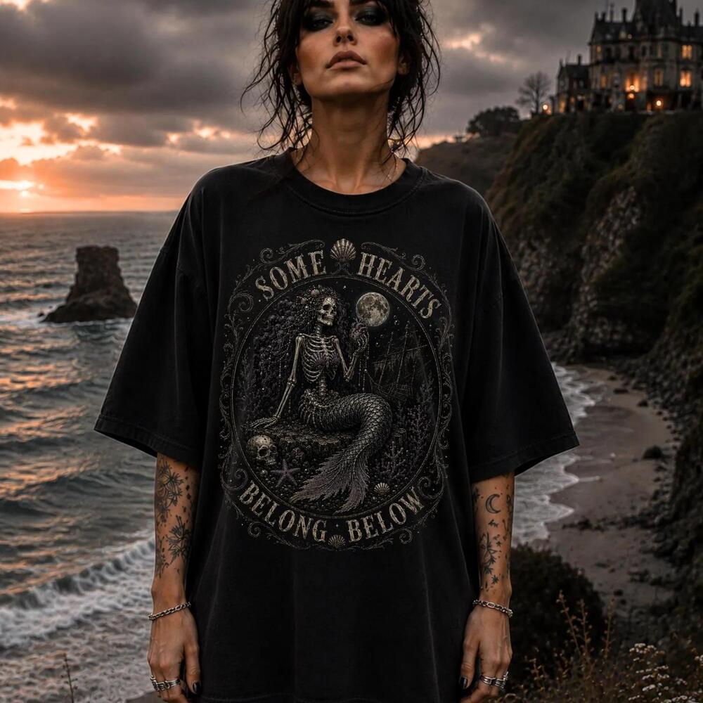 Skeleton Siren Shirt Skeleton Mermaid Shirt Gothic Clothes Halloween